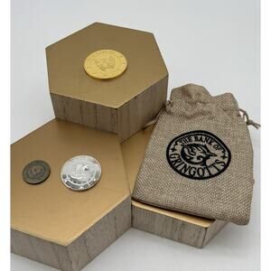 Harry Potter Gringotts Bank Wizarding World Galleons in Burlap Sack 3 Coins